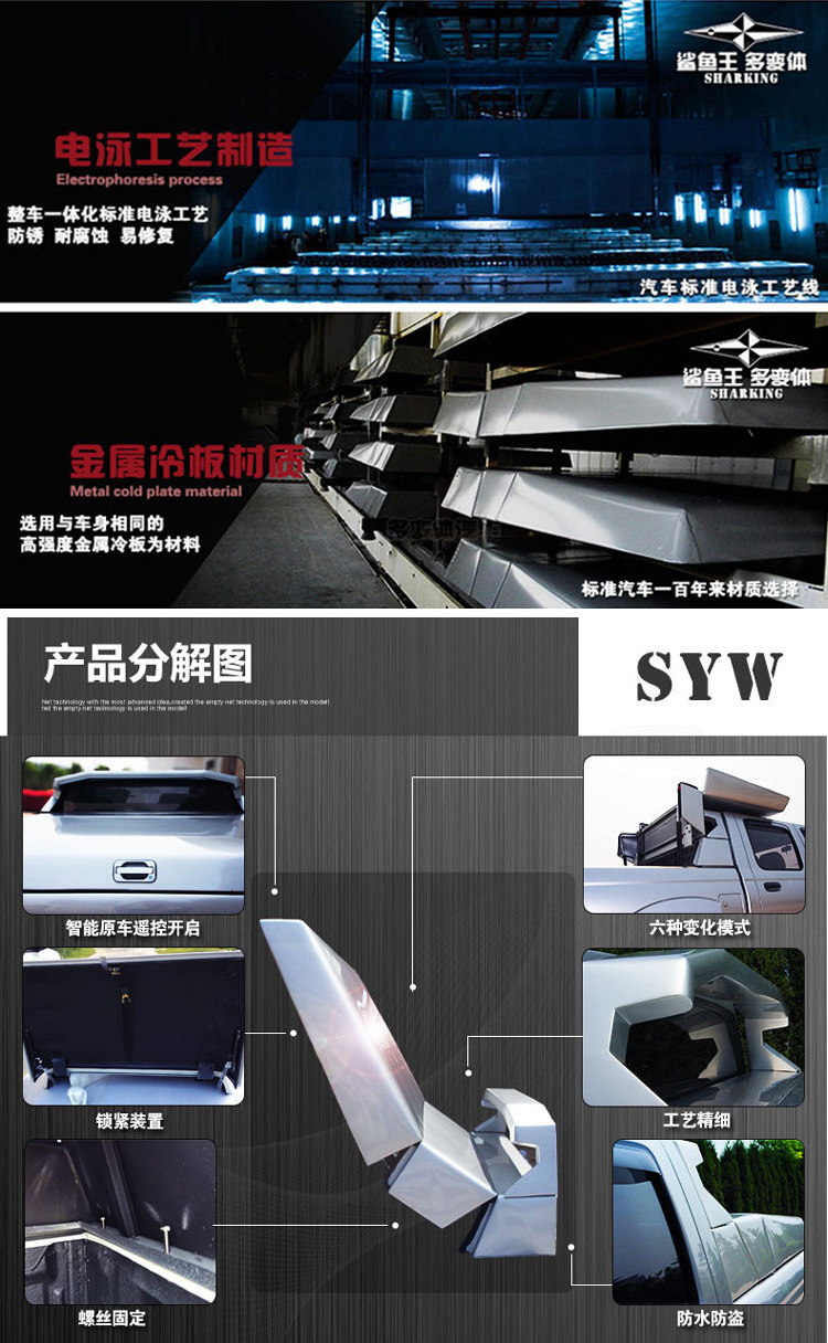 鯊魚王多變體汽車智能皮卡后箱蓋